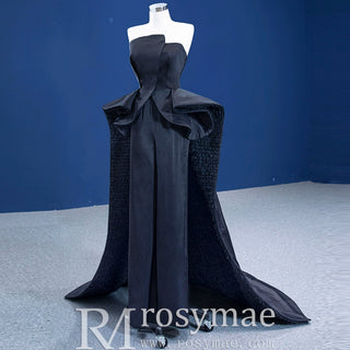 Unique Design Vintage Black Overskirt Jumpsuits for Wedding Party - Rosymae