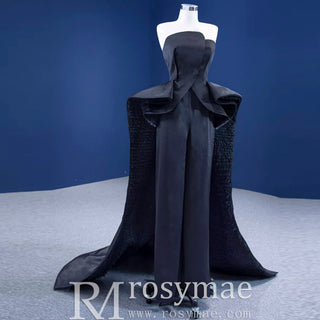 Unique Design Vintage Black Overskirt Jumpsuits for Wedding Party - Rosymae