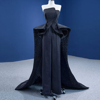 Unique Design Vintage Black Overskirt Jumpsuits for Wedding Party - Rosymae