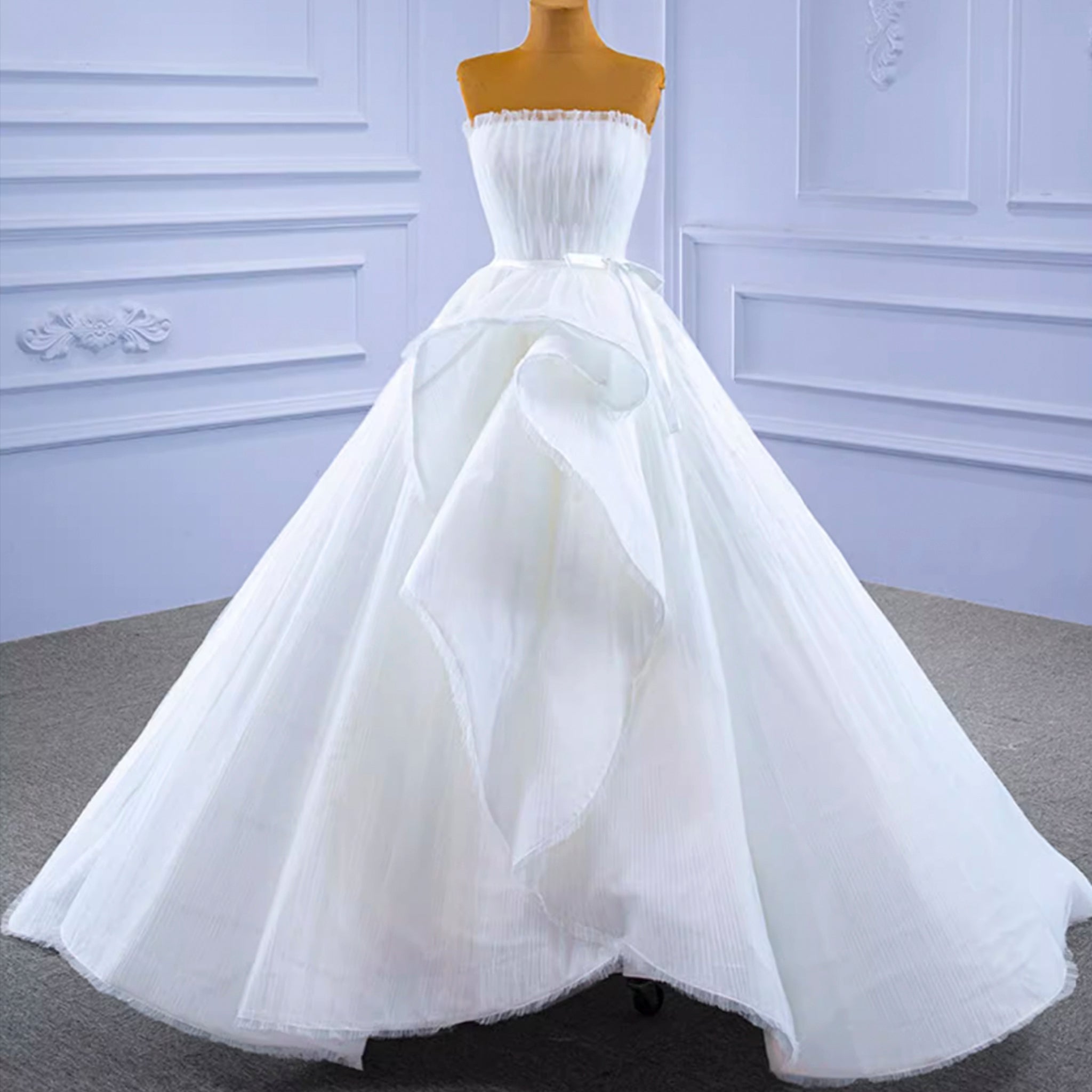 Unique Haute Couture Wedding Gown Strapless Tulle Wedding Dress - Rosymae