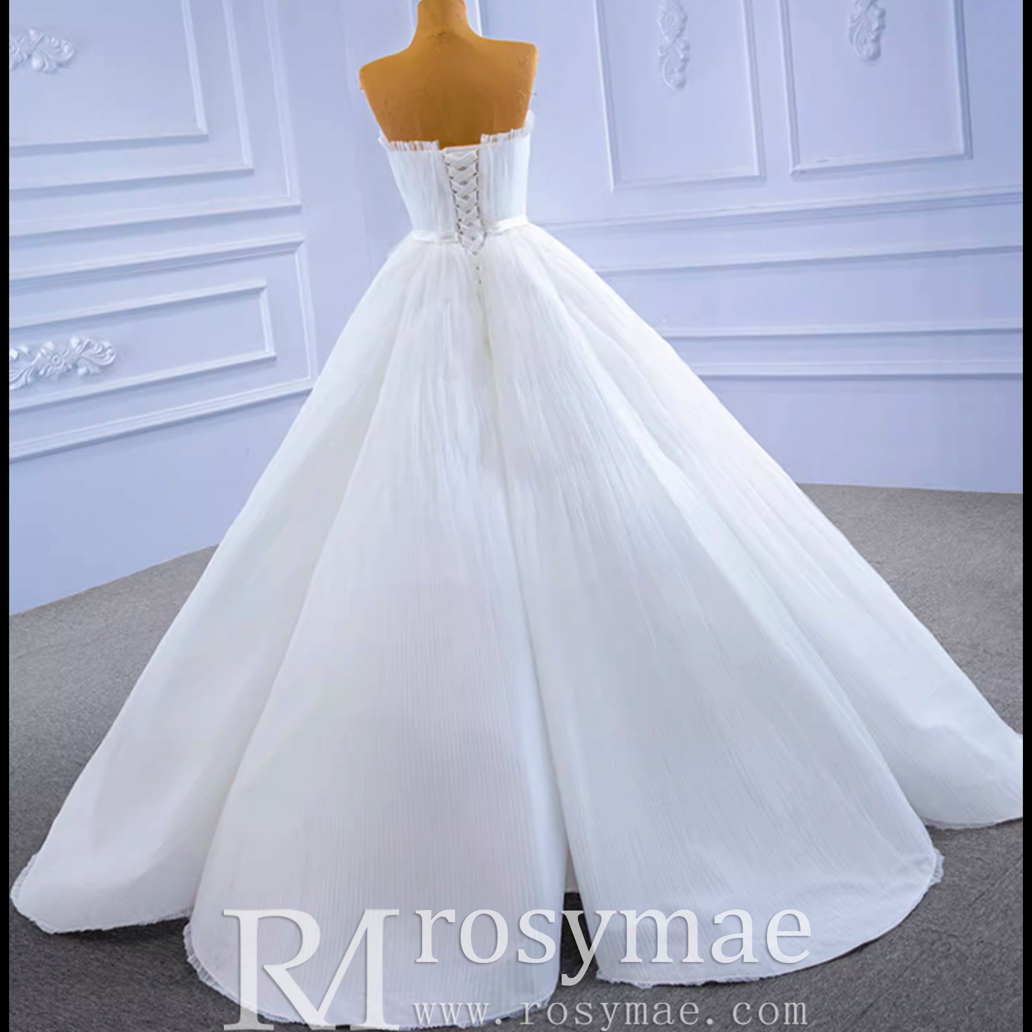 Unique Haute Couture Wedding Gown Strapless Tulle Wedding Dress - Rosymae