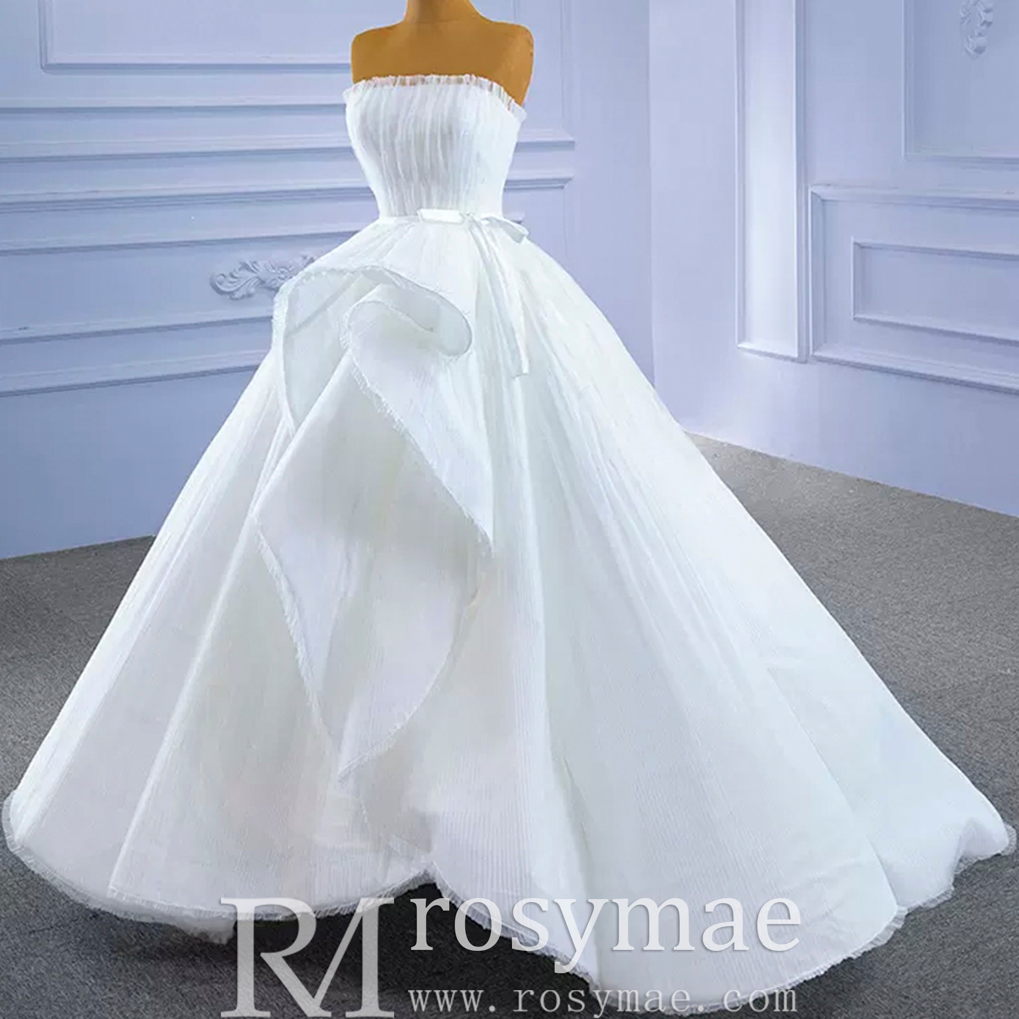 Unique Haute Couture Wedding Gown Strapless Tulle Wedding Dress - Rosymae