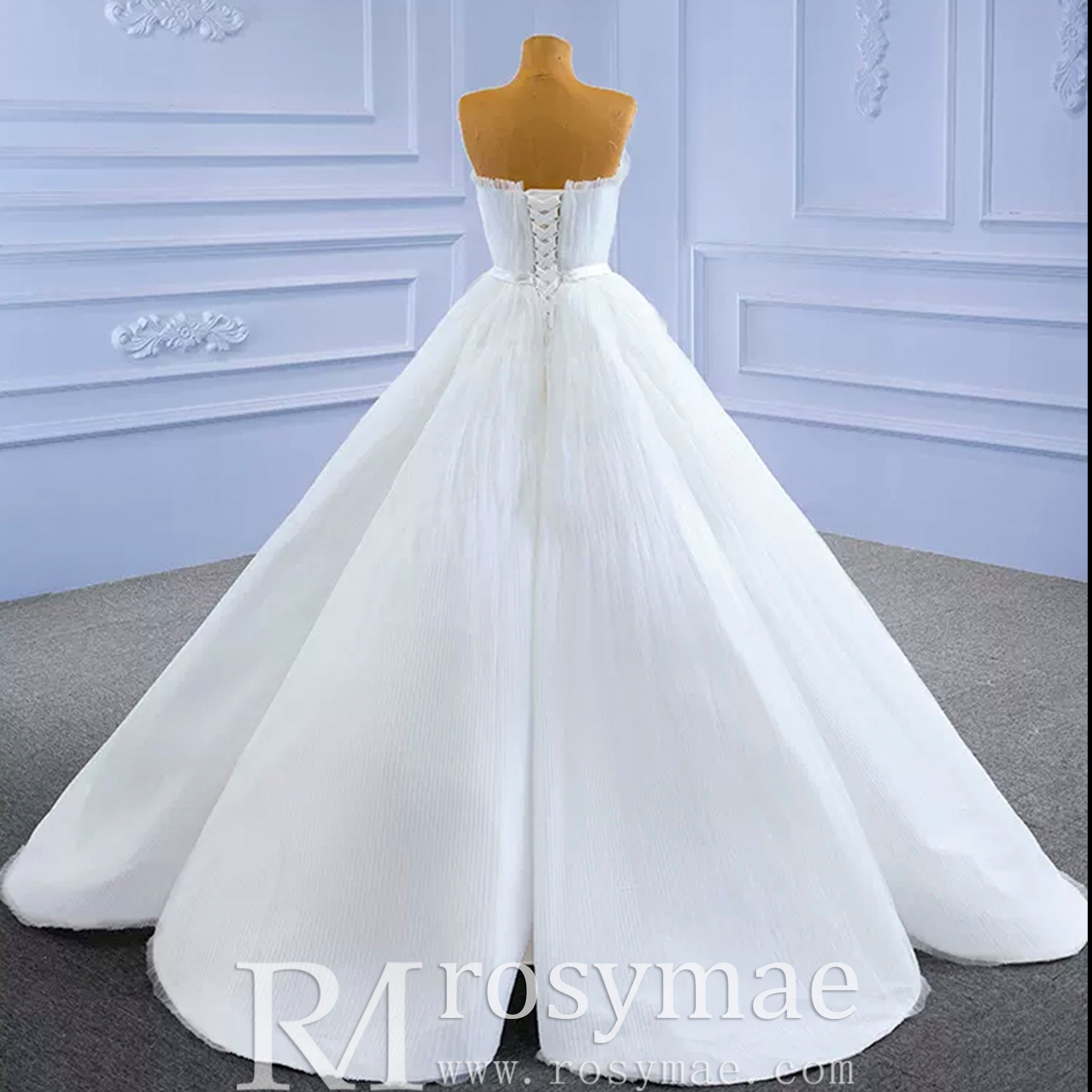 Unique Haute Couture Wedding Gown Strapless Tulle Wedding Dress - Rosymae