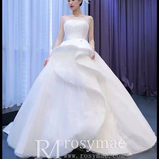 Unique Haute Couture Wedding Gown Strapless Tulle Wedding Dress - Rosymae