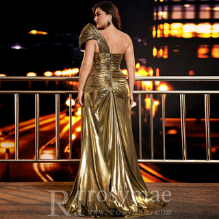Unique Leg Slit Mermaid Prom Dresses Formal Gown with One Shoulder - Rosymae