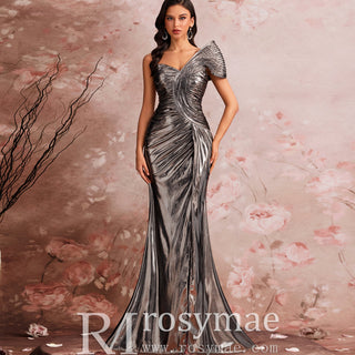 Unique Leg Slit Mermaid Prom Dresses Formal Gown with One Shoulder - Rosymae