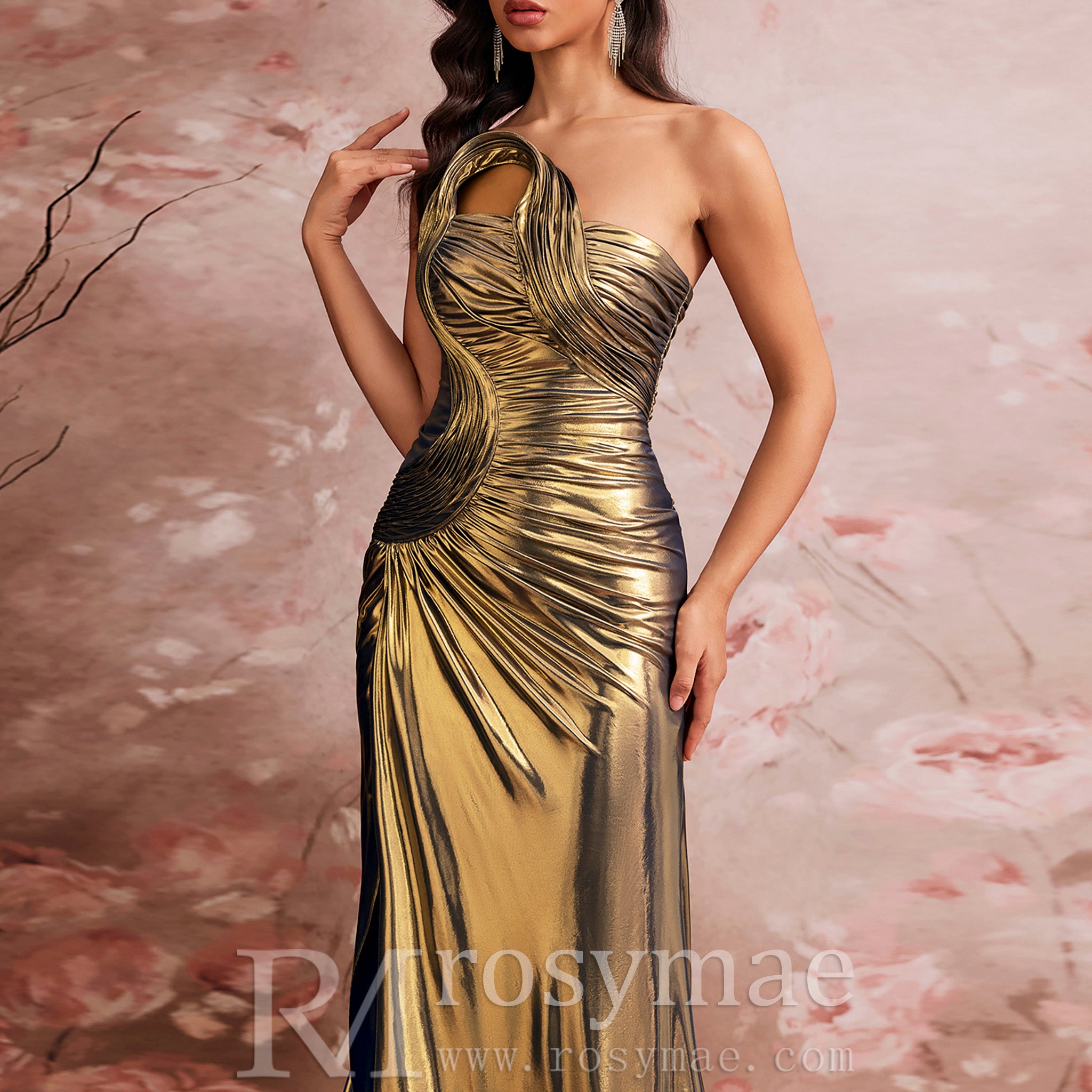 Plus Size Gold Maxi Evening Dress Mermaid Wedding Party Night Elegant Gown Gold / L Plus Size Gold Maxi Evening Dress Mermaid Wedding Party Night Elegant Gown Gold / L