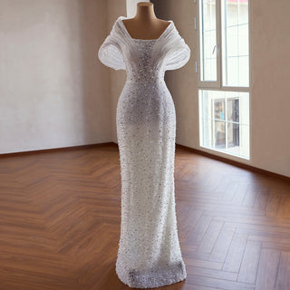 Unique Off-the-Shoulder A-Line Wedding Dress with Detachable Overskirt - Rosymae
