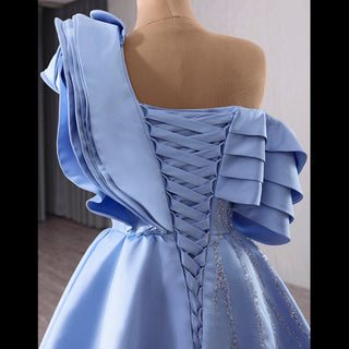 Unique One Shoulder Ruffle Formal Gown Prom Dress with Leg Slit - Rosymae