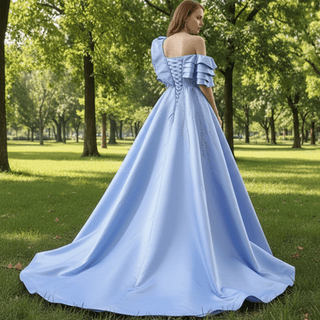 Unique One Shoulder Ruffle Formal Gown Prom Dress with Leg Slit - Rosymae