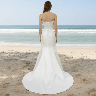Unique Strapless Satin Dress Mermaid Wedding Gown - Rosymae