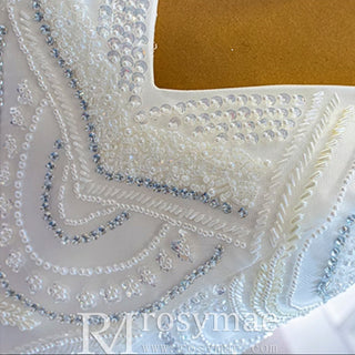 Unique V-neck Trumpet Wedding Dress with Spaghetti Strap - Rosymae