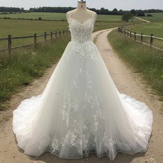 Wedding Dress with Spaghetti Strap