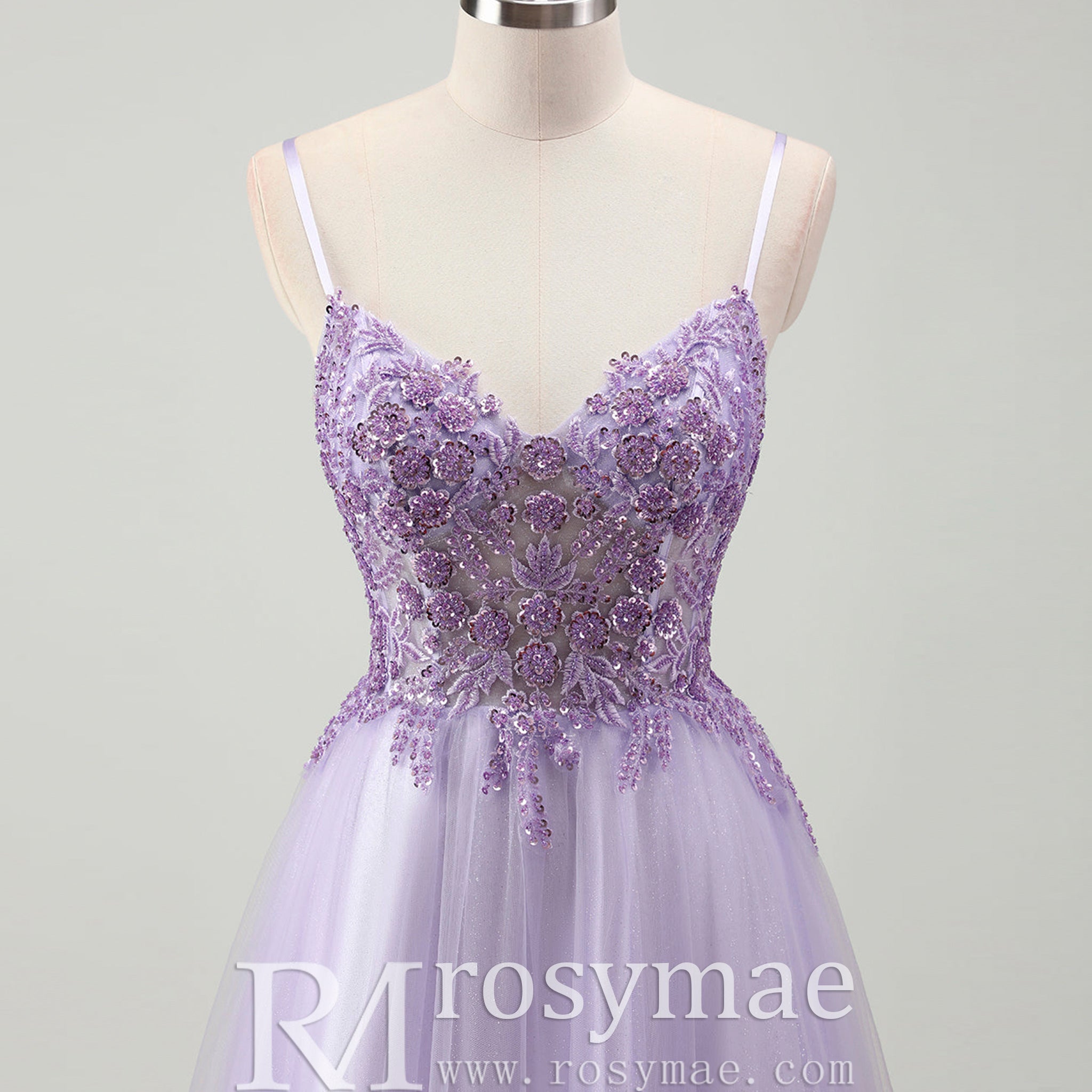 Classic Vneck Lilac Wedding Guest Dress with Spaghetti Straps Lilac / 4 Classic Vneck Lilac Wedding Guest Dress with Spaghetti Straps Lilac / 4