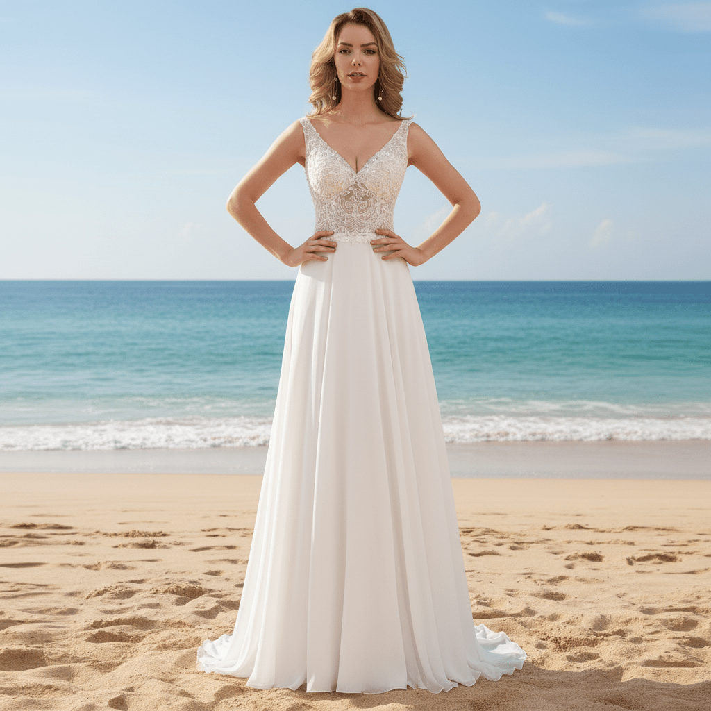 V-neck Tulle and Lace A-line Wedding Dress with Sheer Bodice - Rosymae