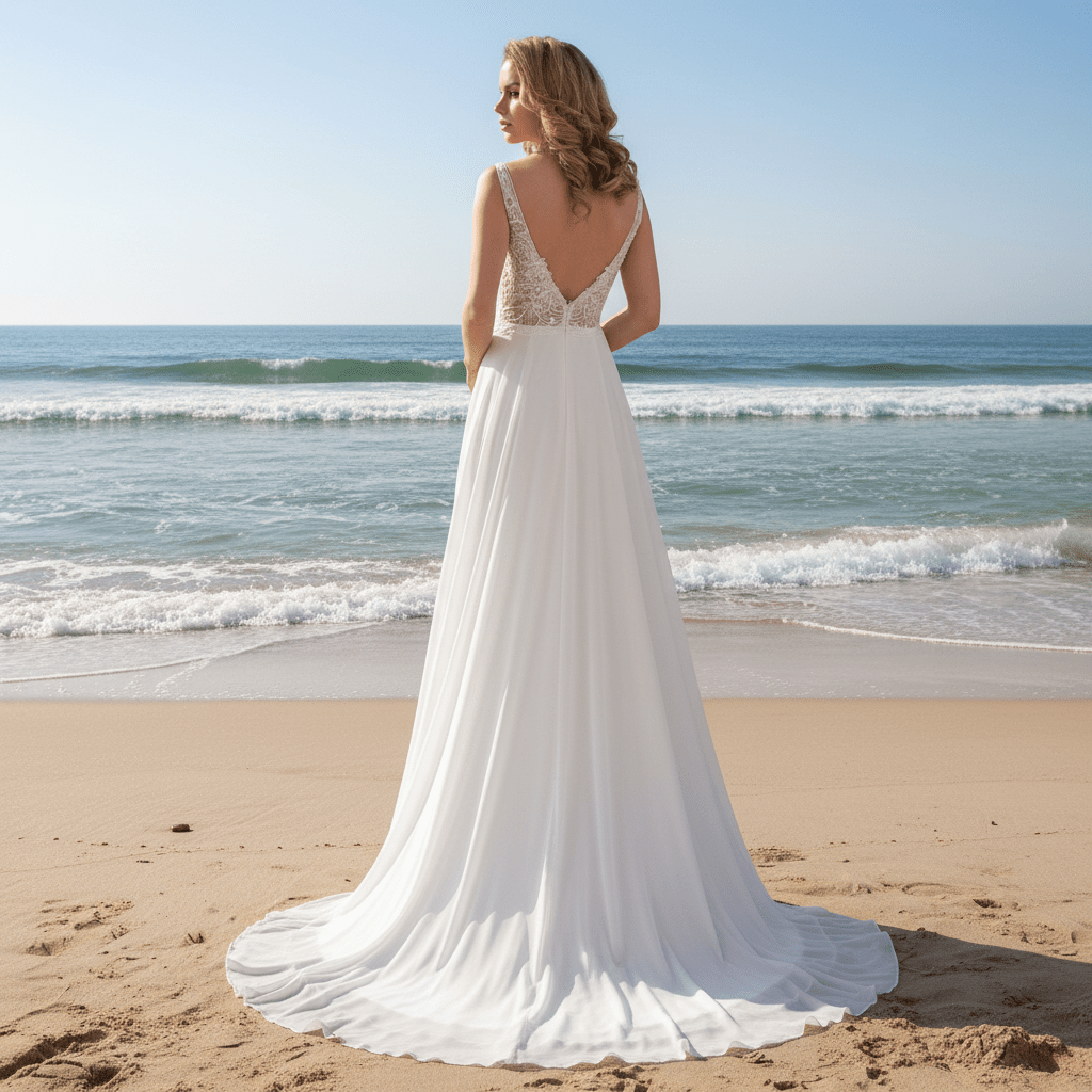 V-neck Tulle and Lace A-line Wedding Dress with Sheer Bodice - Rosymae