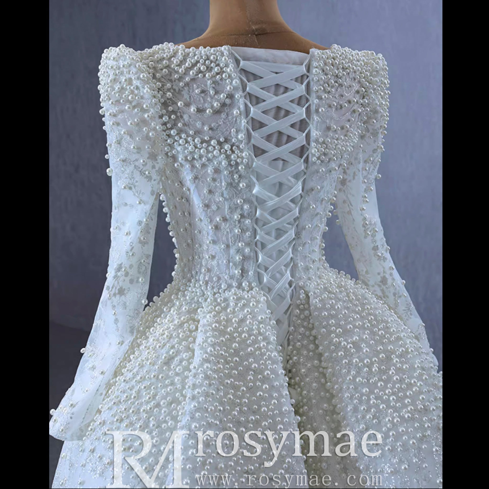 Victorian Style Handmade Wedding Dress with Long Sleeve - Rosymae