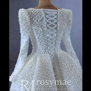 Victorian Style Handmade Wedding Dress with Long Sleeve - Rosymae