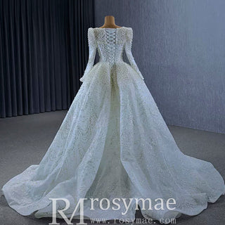 Victorian Style Handmade Wedding Dress with Long Sleeve - Rosymae