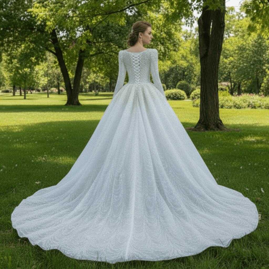 Victorian Style Handmade Wedding Dress with Long Sleeve - Rosymae