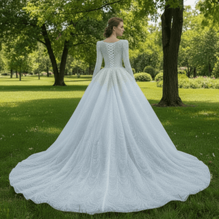 Victorian Style Handmade Wedding Dress with Long Sleeve - Rosymae
