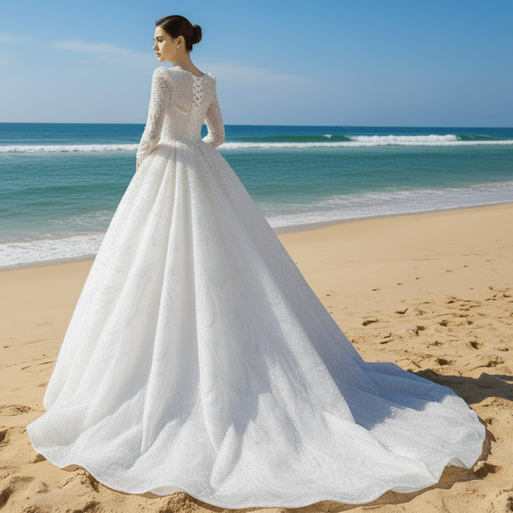 Victorian Style Handmade Wedding Dress with Long Sleeve - Rosymae