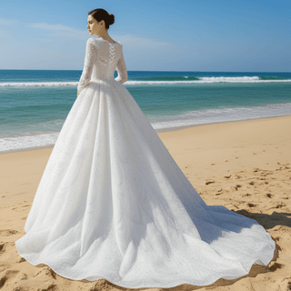 Victorian Style Handmade Wedding Dress with Long Sleeve - Rosymae