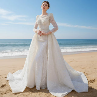 Victorian Style Handmade Wedding Dress with Long Sleeve - Rosymae