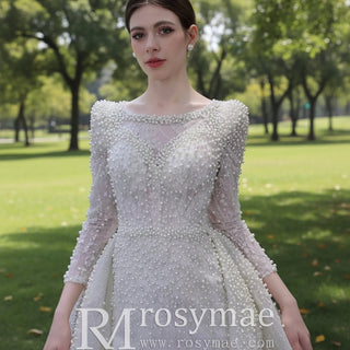 Victorian Style Handmade Wedding Dress with Long Sleeve - Rosymae
