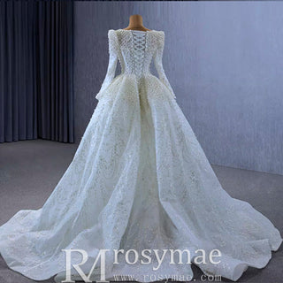 Victorian Style Handmade Wedding Dress with Long Sleeve - Rosymae