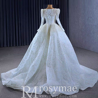 Victorian Style Handmade Wedding Dress with Long Sleeve - Rosymae