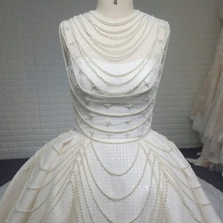 Vintage 1920 Curve Neckline Wedding Dress with Detachable Pearl Jacket - Rosymae