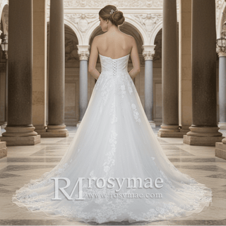 Vintage A-Line Strapless Sweetheart Neck Wedding Dress - Rosymae