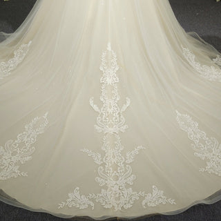 Vintage A-line Tulle Appliqued Lace Wedding Dress with Cap Sleeve - Rosymae
