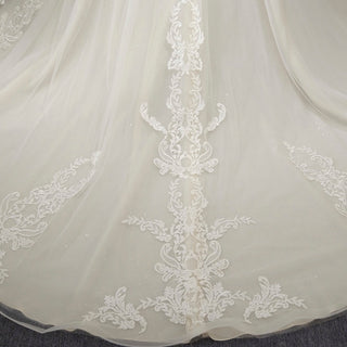 Vintage A-line Tulle Appliqued Lace Wedding Dress with Cap Sleeve - Rosymae