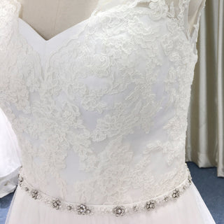 Vintage A-lkine Wedding Dress with Lace Bodice and Tulle Skirt for Brides - Rosymae