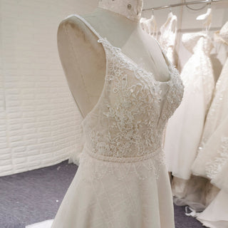 Vintage Backless Vneck A-line Wedding Dress with Spaghetti Straps - Rosymae