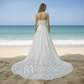 Vintage Bone Lace Sweetheart Bridal Wedding Dress - Rosymae