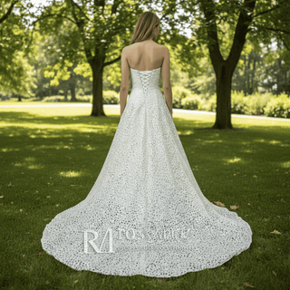 Vintage Bone Lace Sweetheart Bridal Wedding Dress - Rosymae
