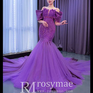 Vintage Magenta Mermaid Formal Dresses Purple Pageant Dress - Rosymae