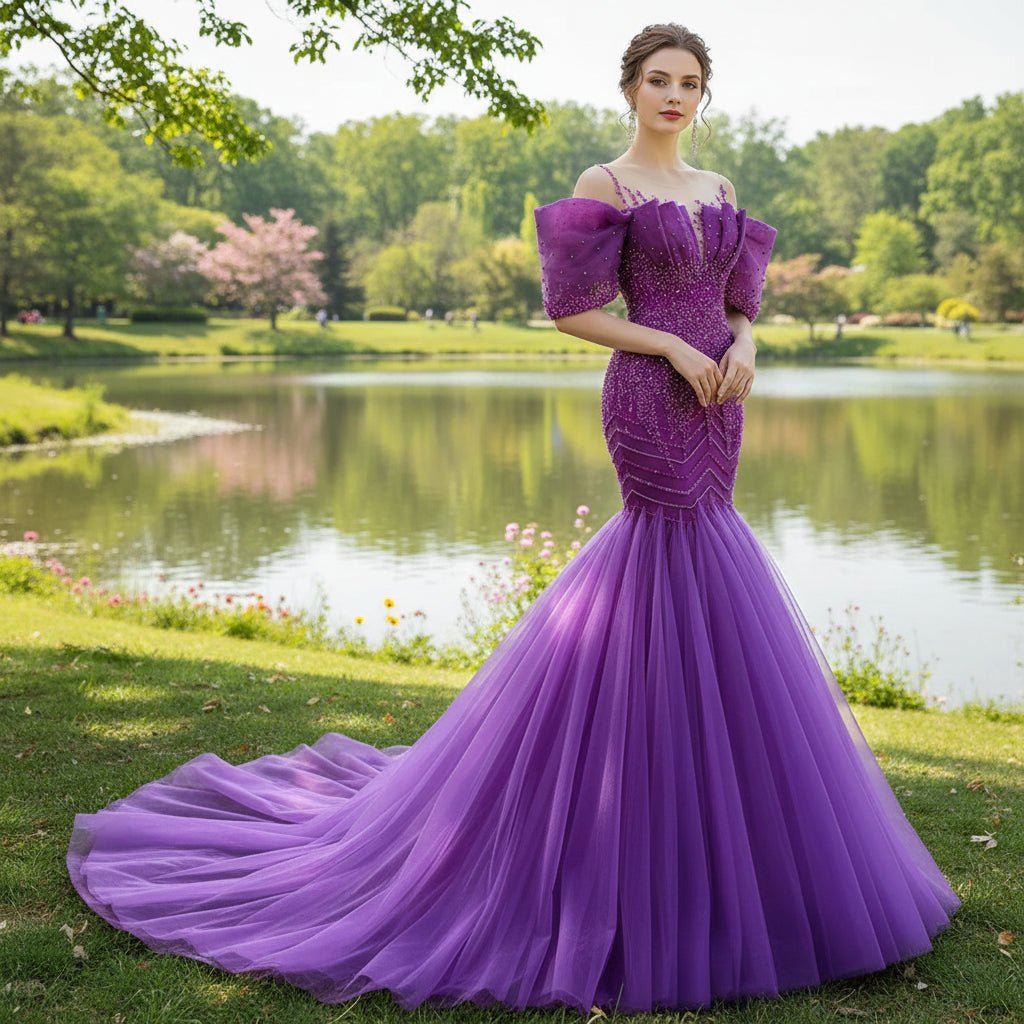 Vintage Magenta Mermaid Formal Dresses Purple Pageant Dress Purple / 14