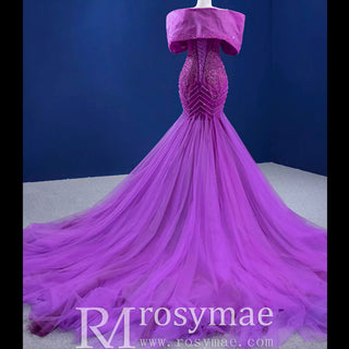 Vintage Magenta Mermaid Formal Dresses Purple Pageant Dress - Rosymae