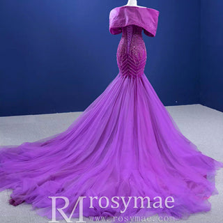 Vintage Magenta Mermaid Formal Dresses Purple Pageant Dress - Rosymae