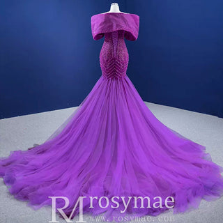 Vintage Magenta Mermaid Formal Dresses Purple Pageant Dress - Rosymae