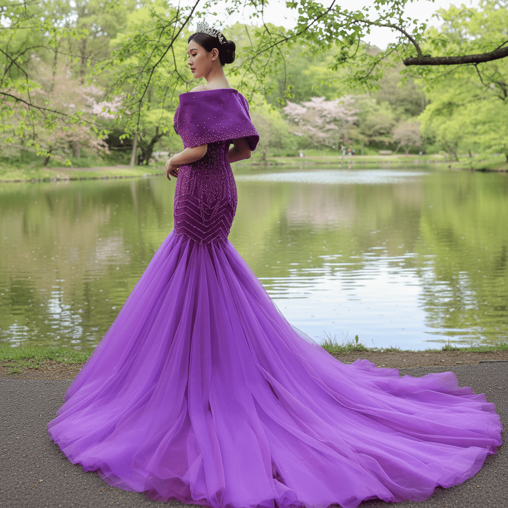 Vintage Magenta Mermaid Formal Dresses Purple Pageant Dress Purple / 14
