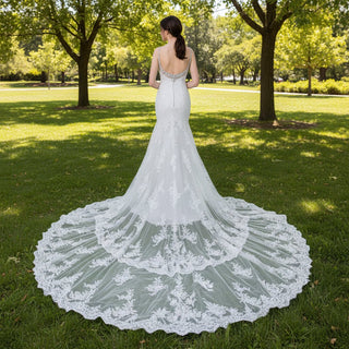 Vintage Mermaid Classic Lace Wedding Dress with Open Back - Rosymae