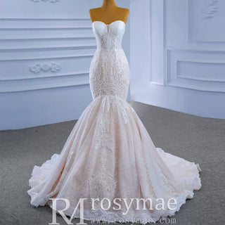 Vintage Mermaid Lace Wedding Dress with High Neck Cape - Rosymae