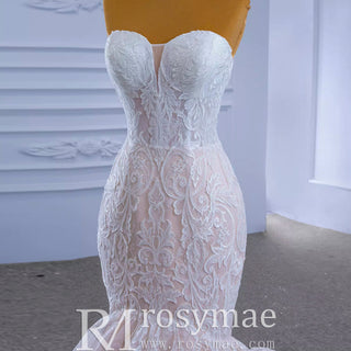 Vintage Mermaid Lace Wedding Dress with High Neck Cape - Rosymae