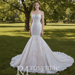 Vintage Mermaid Lace Wedding Dress with High Neck Cape - Rosymae