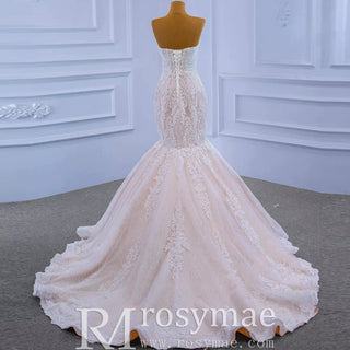 Vintage Mermaid Lace Wedding Dress with High Neck Cape - Rosymae